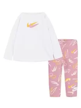 Image of Nike Infant Girls Print Pack T-Shirt and Legging Set, White, Size 12 Months, Women