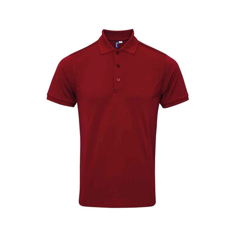 Image of Premier Premier Men Coolchecker Plus Piqu Polo Shirt in Burgundy Size: Small Burgundy S Male 5063527592248