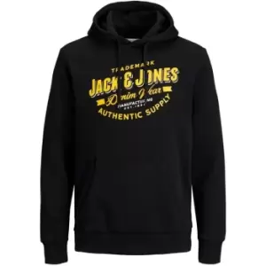 Image of Jack and Jones Logo Hood Sweat - Black