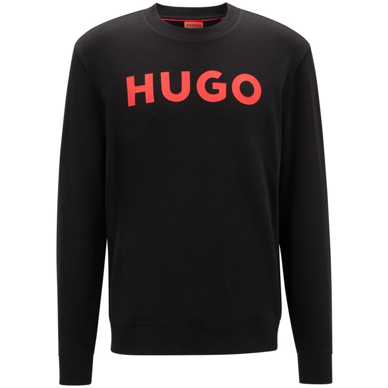 Image of Hugo Dem Logo Crew Sweatshirt Black male L