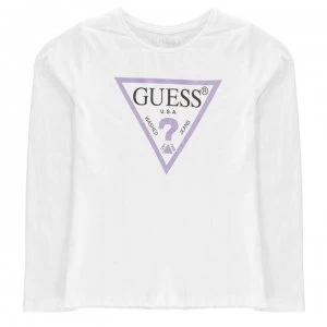 Image of Guess Sleeve Logo T Shirt - White/Lt Pink