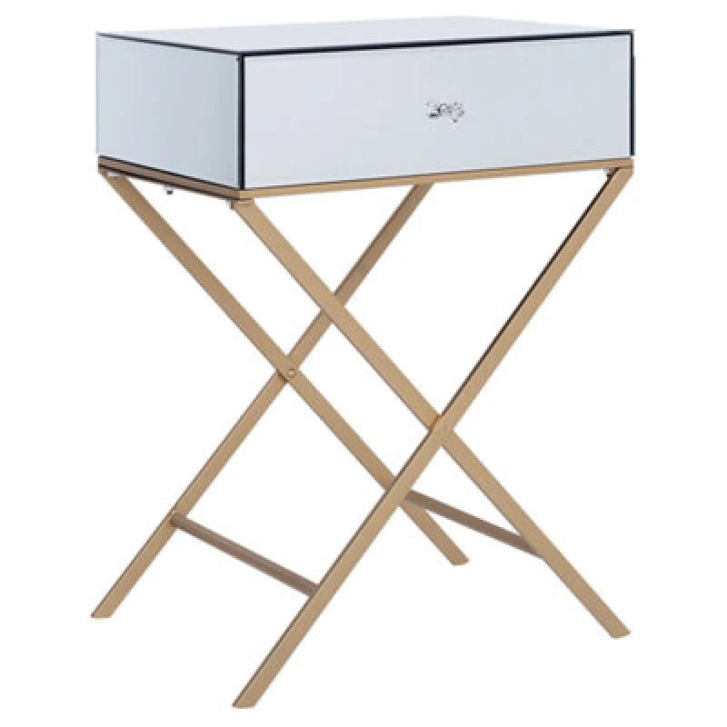 Image of Beliani Side Table Vivy Glass Mirrored Silver