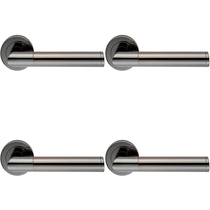 Image of Loops 4x PAIR Sectional Round Bar Handle on Round Rose Concealed Fix Black Nickel Metallics