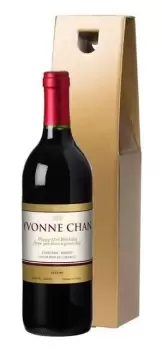 Image of Personalised Bottle of Red Wine with a Gold Label