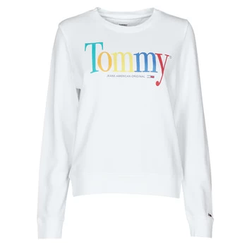 Image of Tommy Jeans TJW REGULAR COLOR TOMMY CREW womens Sweatshirt in White - Sizes S,M,L,XS,XXS