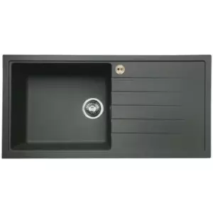 Image of Bristan - Gallery Quartz Easyfit 1.0 Bowl Kitchen Sink RH Drainer 1000mm L x 500mm W - Midnight Grey