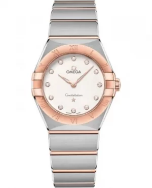 Image of Omega Constellation Manhattan Quartz 28mm Silver Dial Diamond Rose Gold and Stainless Steel Womens Watch 131.20.28.60.52.001 131.20.28.60.52.001