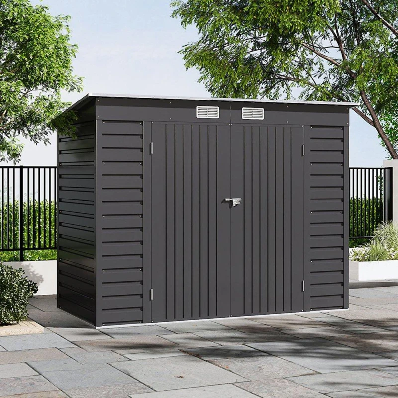 Image of Breeins Garden 8x4fts 2-Doors Storage Shed Charcoal Black unisex Medium