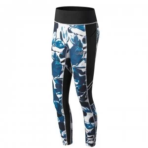 Image of New Balance Print Impact Tights Ladies - Green/White AOP