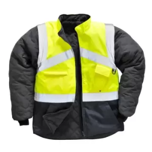 Image of Oxford Weave 300D Class 1:2 Hi Vis 2-Tone Reversible Jacket Yellow / Navy M