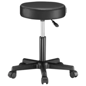 Image of Stool with Wheels Black Faux Leather