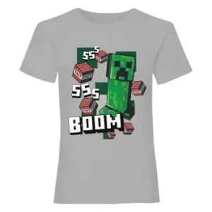 Image of Minecraft Girls Like A Bossss Heather T-Shirt (7-8 Years) (Grey Heather)