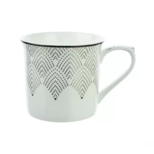 Image of Fine Bone China Mug with Fan Dot Detail Black and Gold