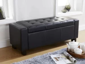 Image of GFW Verona Black Upholstered Faux Leather Storage Bench Flat Packed