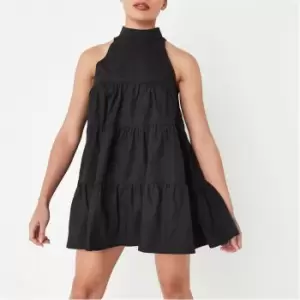 Image of Missguided Petite Sleeveless Tiered Dress - Black