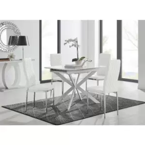 Image of Lira 100 Extending Dining Table and 4 White Milan Chairs - White
