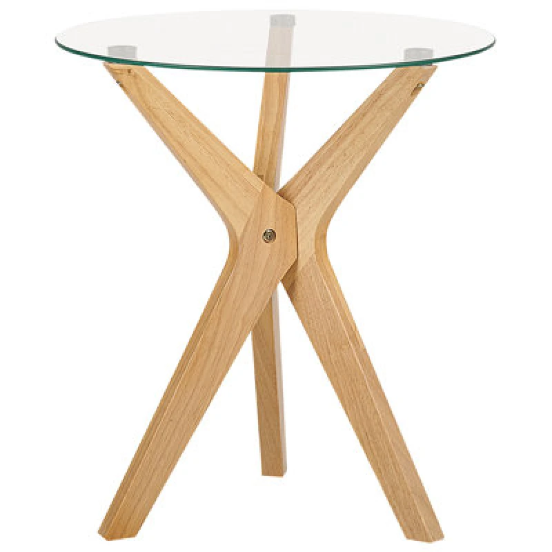 Image of Beliani Side Table Valley Tempered Glass Light Brown