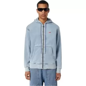 Image of Diesel Washed Zip Hoodie - Blue
