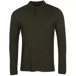 Image of Barbour Mens Essential Long Sleeve Pocket Polo Shirt Olive Small