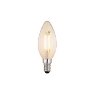 Image of LED Filament Lamp Bulb 4W Candle Shaped E14 LED Amber Tinted Glass Warm White
