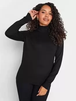 Image of M&Co Black Roll Neck Jumper, Black, Size 18-20, Women