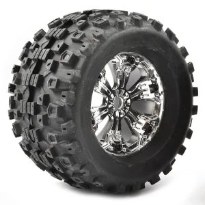 Image of Fastrax 1:8 Mt Stinger Mounted 6-Spoke Chrome 1/2"Offset(Pr)