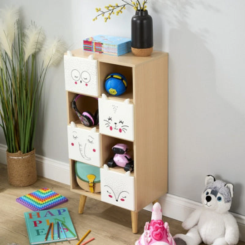 Image of Home Source Milo Kids Cube Storage Bookcase With Animal Drawers