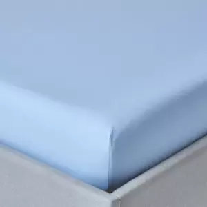 Image of Blue Egyptian Cotton Deep Fitted Sheet 200 Thread Count, Double - Blue - Blue - Homescapes