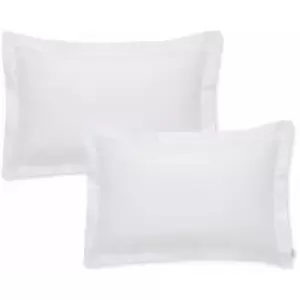 Image of 100% Cotton Sateen 400 Thread Count Oxford Pillow Case, White - Bianca