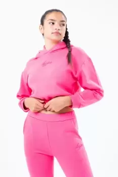Image of Elasticated Waist Crop Pullover Hoodie