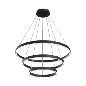 Image of Modern Rim Integrated LED Black 3 Tier Circular Pendant Ceiling Light