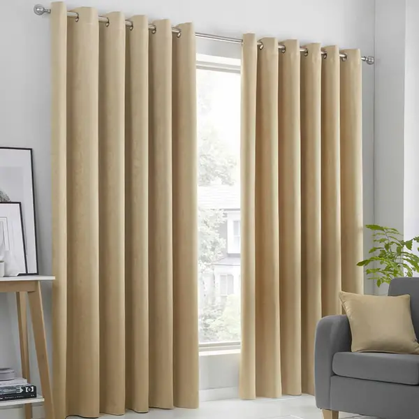 Image of Fusion Fusion - Strata Woven Eyelet Lined Curtains, Ochre, 90 x 72" SR5OC90726UPU