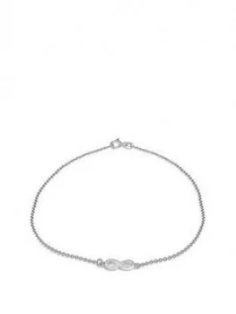 Image of The Love Silver Collection Infinity Charm Clasp Anklet - Silver, One Colour, Women