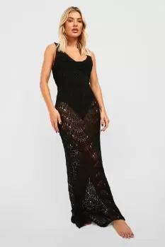 Image of Crochet Scallop Scoop Beach Dress