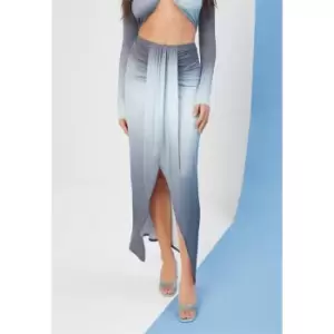 Image of Missguided Coord Drape Front Maxi Skirt Ombre - Blue