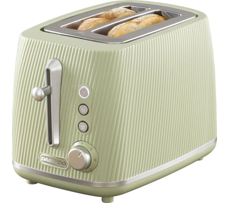Image of Daewoo Daewoo 'Cascade' 2-Slice Toaster Defrost Reheat Cancel in Pale Green Pale Green One Size Unisex 5024996984132
