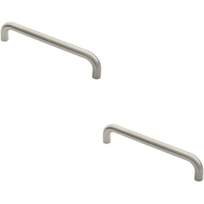 Image of Loops 2x Round D Bar Door Pull Handle 322 x 22mm 300mm Fixing Centres Satin Steel Metallics unisex