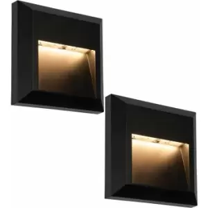 Image of Loops - 2 pack Square IP65 Guide Light - Indirect 1.1W Warm White LED - Black abs