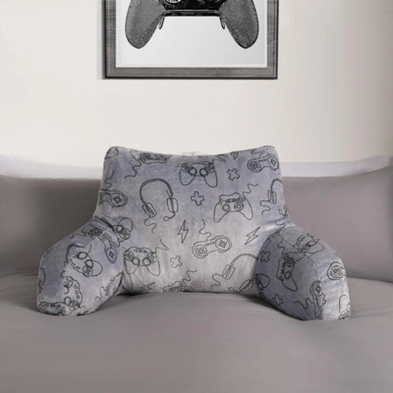Image of OHS OHS Gaming Reading Cushion Filled Plump Padded Warm Bed Chair Soft Support Pillow in Charcoal Charcoal One Size Unisex 5027434203123