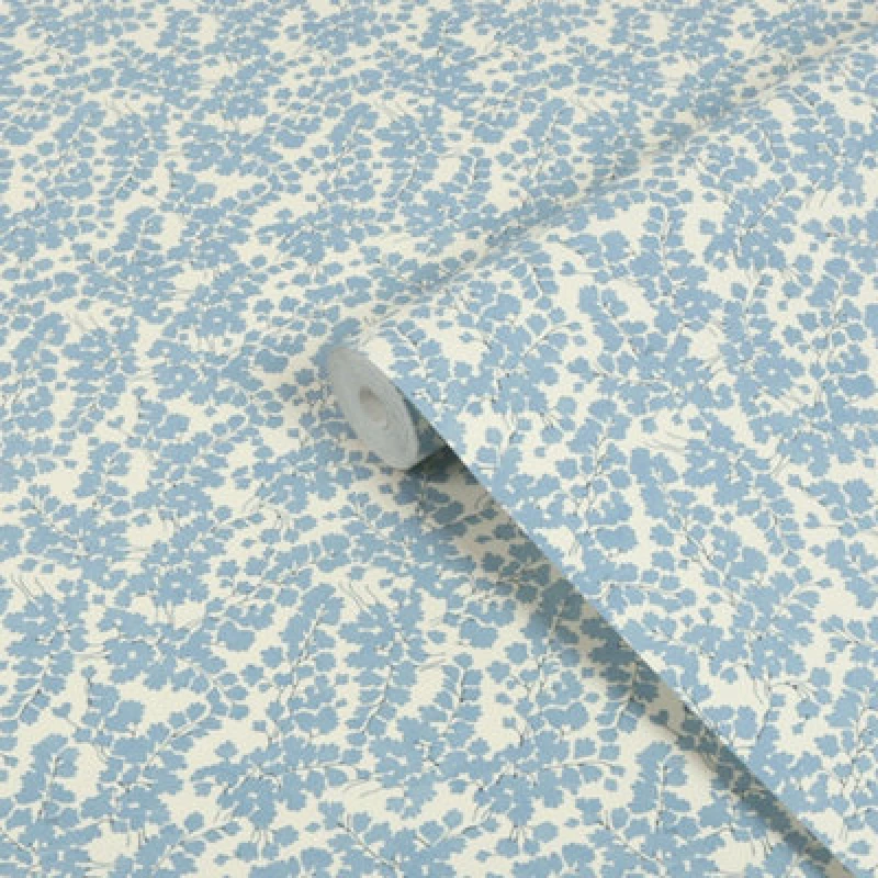 Image of Laura Ashley Blue Cariad Smooth Wallpaper