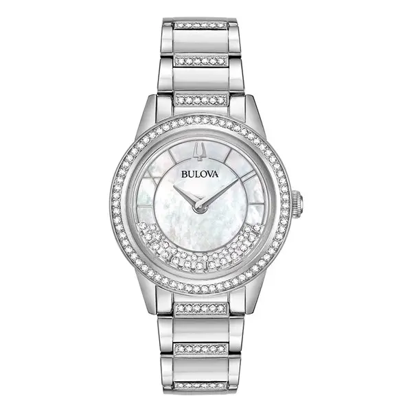 Image of Bulova 96L257 Crystal TurnStyle Stainless Steel Bracelet Watch - W83116