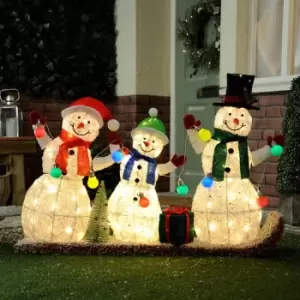 Image of Festive 130cm Lit Snowman Family On Sledge 110 Warm White LEDs