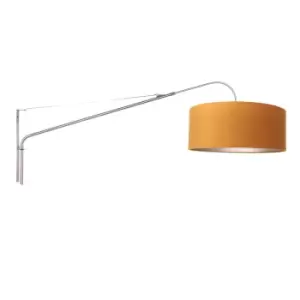 Image of Elegant Classy Wall Lamp with Shade Brushed Steel, Velvet Gold