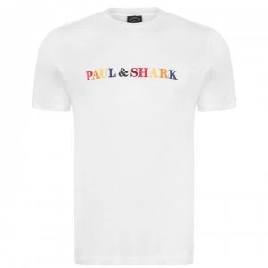 Image of Paul And Shark Rainbow Logo T Shirt - White 010