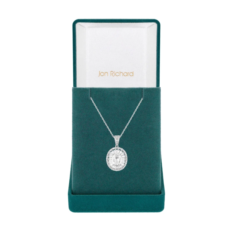 Image of Jon Richard Rhodium Plated CZ Crystal Pendant Necklace Pendant Necklaces One Size Silver 87952911000