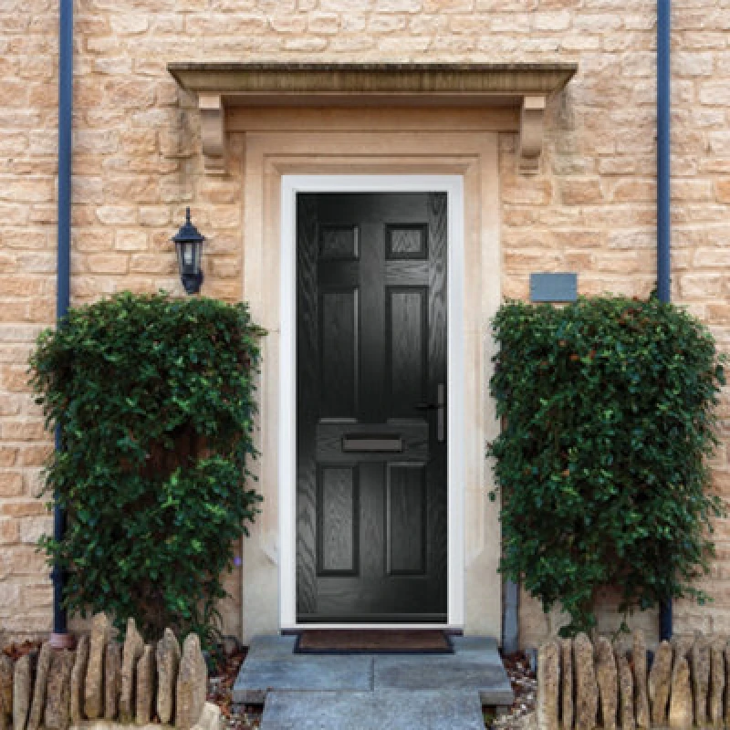 Image of Lacerta Composite Door Muirfield Solid Black 920mm X 2090mm Open In Left Hand No Glass 10 Year Guarantee - Free Delivery & Smart Lock