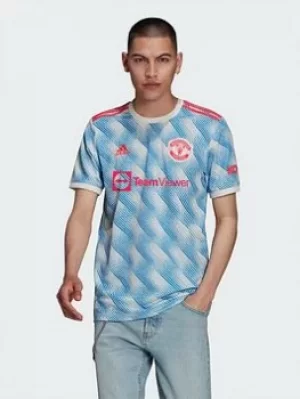 Image of Adidas Manchester United Mens 21/22 Away Shirt, Blue, Size S, Men