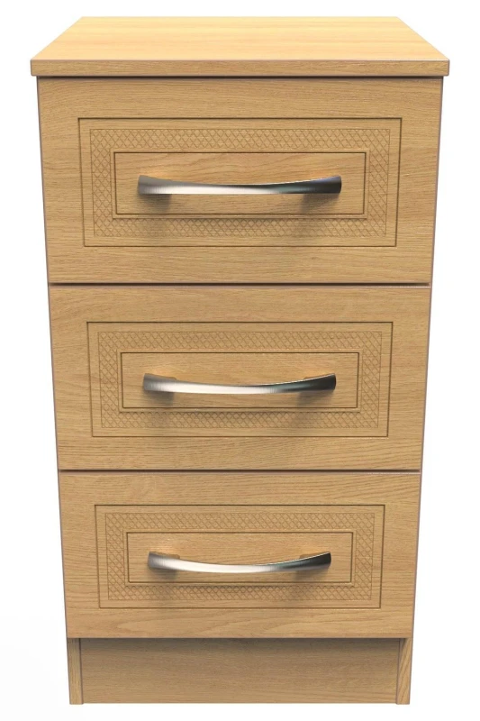 Image of Studio Dorset 3 Drawer Bedside Cabinet - Ready Assembled Bedside Cabinets and Sideboards Small Brown 41543790120