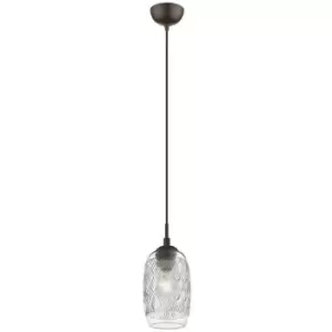 Image of Netlighting Merano Everett 12cm Dome Pendant Ceiling Light Clear Glass Brown Met