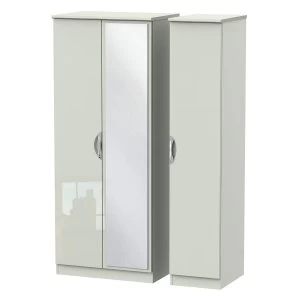 Image of Indices 3-Door Wardrobe with Mirror - White/Grey